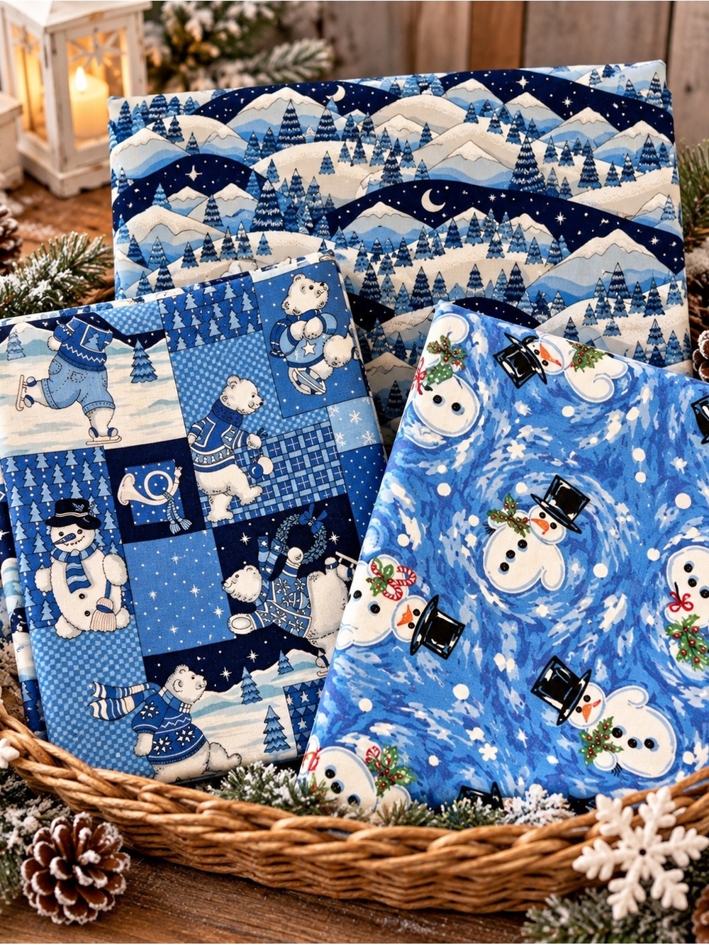 10.5+ Yards Vintage 1990s Concord Fabrics "The Kesslers" Christmas Craft Bundle